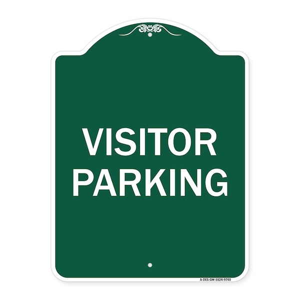 Signmission Designer Series Visitor Parking, Green & White Heavy-Gauge Aluminum Sign, 24" x 18", GW-1824-9740 A-DES-GW-1824-9740 - main